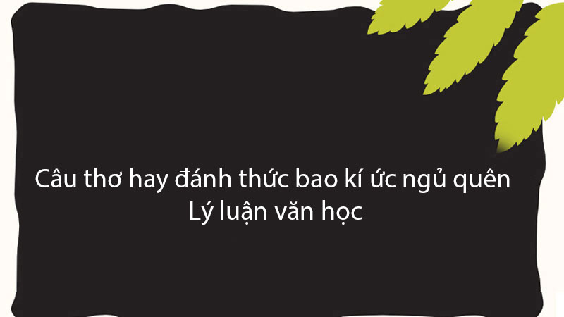 Câu thơ hay đánh thức bao kí ức ngủ quên - Lý luận văn học