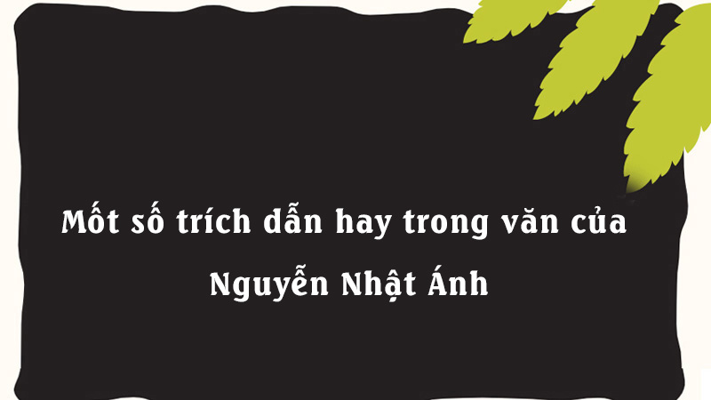 Mốt số trích dẫn hay trong văn của Nguyễn Nhật Ánh